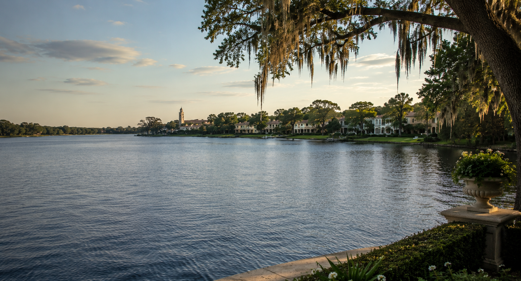 Lakefront homes across the water, Winter Park, Florida
